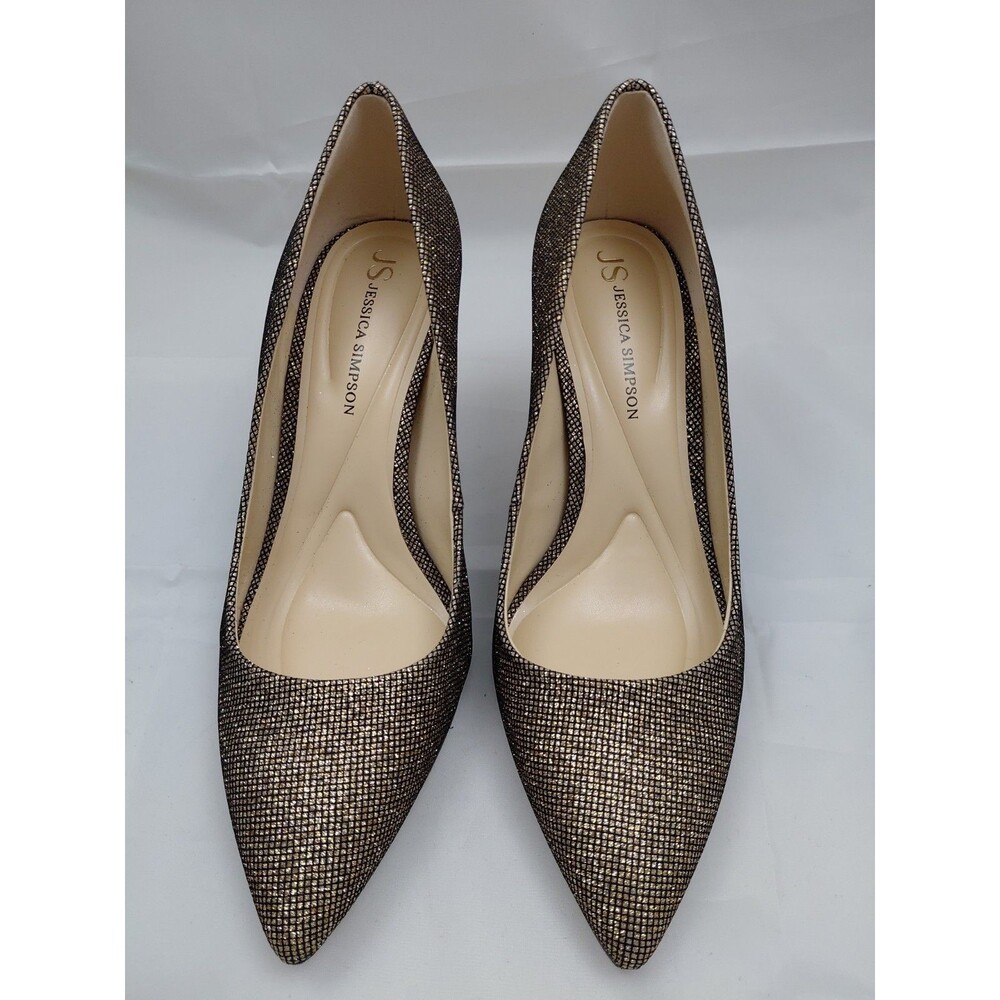 Jessica Simpson Womens Apelphan Pump Fabric Bronze Gold 6.5M Shimmer Stiletto